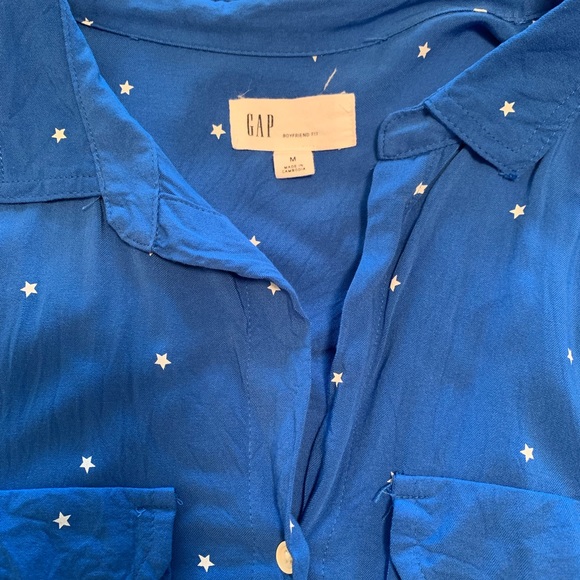 Beautiful Blue Starry Button Down Tunic length from Gap Women’s size Medium - Picture 2 of 4